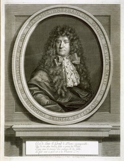 Adam Frans van der Meulen, graviert von Pierre Louis van Schuppen, 1687 von Nicolas de Largillière